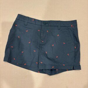 Womens Magellan Blue with pink lobster button/zipper shorts, sz 8